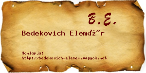 Bedekovich Elemér névjegykártya